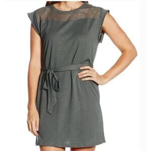 Grey State Apparel Rachel Belted Dress Mesh Detail Cotton Linen Size 3 L 3370